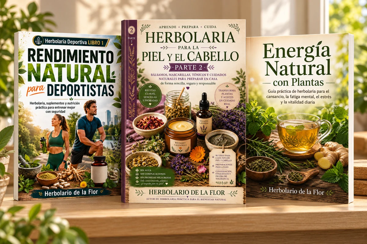 Libros de Herbolario de la Flor: Rendimiento Natural para Deportistas, Herbolaria para la Piel y el Cabello, parte 2, y Energía Natural con Plantas